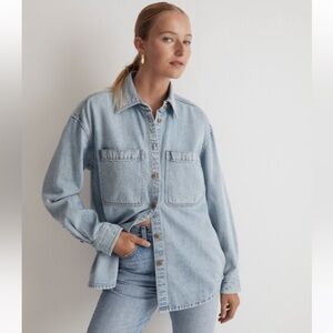 Madewell Denim Oversized Button-Up Shirt in Derussey Wash